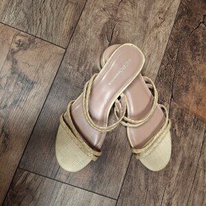 Natural straw slip on sandal